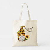 Geniet van de Kleine Dingen Zonnebloem Gnome Tote Bag (Achterkant)