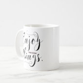 Geniet van de kleine dingen | Zwarte Moderne kalli Koffiemok (Voorkant links)