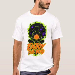 Geniet Van De Leegte Kosmische Mediterende Figuur T-shirt