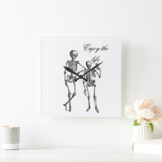 Geniet van de Leven Skelet Koppel Wandklok (Huis)