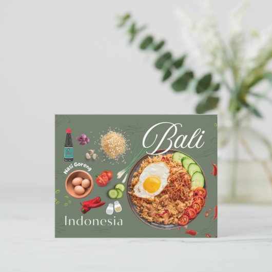 Geniet van de nasi goreng post Kaart (Staand voorkant)