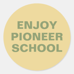 Geniet van de Pioneer School   JW Ronde Sticker