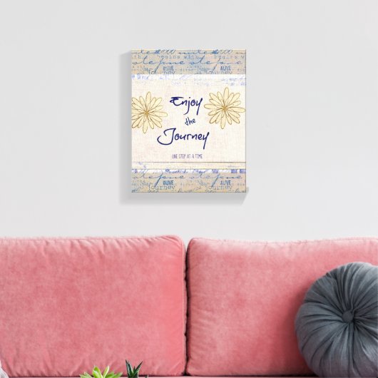 Geniet van de reis; één stap voor een prijsopgave canvas afdruk (Insitu (Woonkamer))