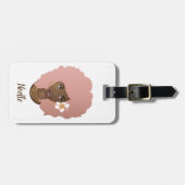 Geniet van de reis, Roze Afro | Wit en Paars Bagagelabel (Voorkant horizontaal)