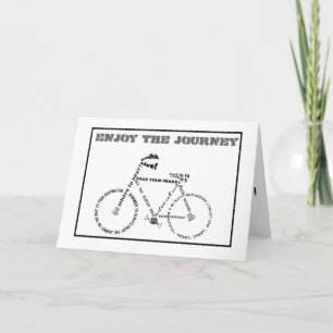 Geniet van de reis, woorden fiets, Afstuderen Kaart