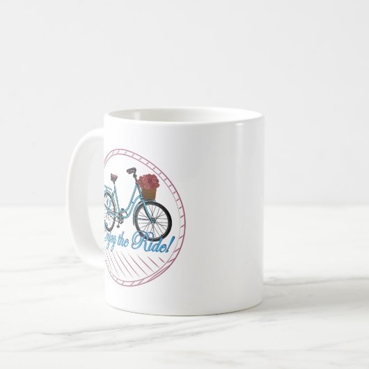 Geniet van de ringblauwe fiets koffiemok (Voorkant links)