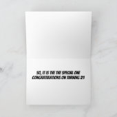 **GENIET VAN DE RIT** "21e" VERJAARDAG" HUMOR Kaart (Binnen)