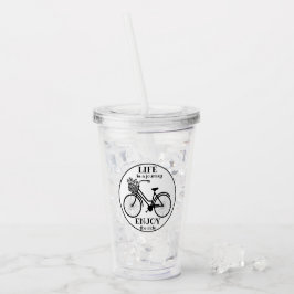 Geniet van de rit | Fiets met bloemen Motivatie Acryl Drinkbeker