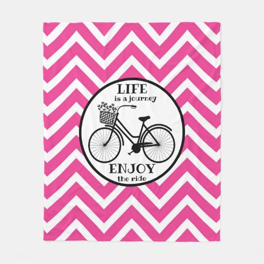Geniet van de rit | Fiets met bloemen Motivatie Fleece Deken (Voorkant)