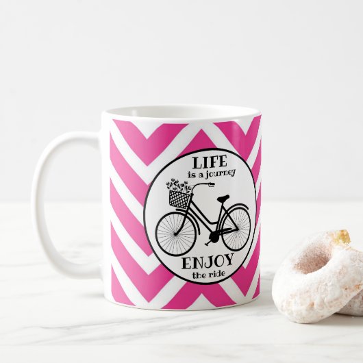 Geniet van de rit | Fiets met bloemen Motivatie Koffiemok (Met donut)