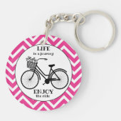 Geniet van de rit | Fiets met bloemen Motivatie Sleutelhanger (Achterkant)