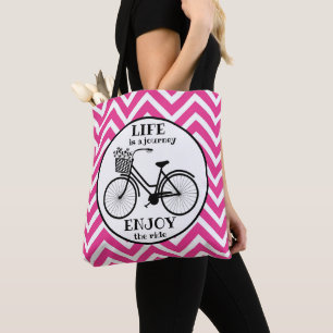 Geniet van de rit Fiets met bloemen Motivatie Tote Bag