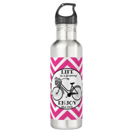 Geniet van de rit | Fiets met bloemen Motivatie Waterfles