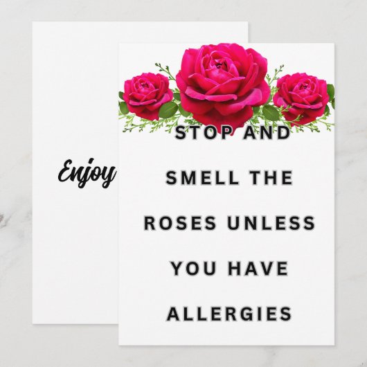 Geniet van de rozen kaart (Voorkant / Achterkant)