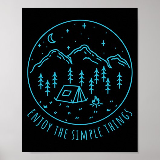 Geniet van de simpele dingen kampvuur natuur minim poster (Voorkant)