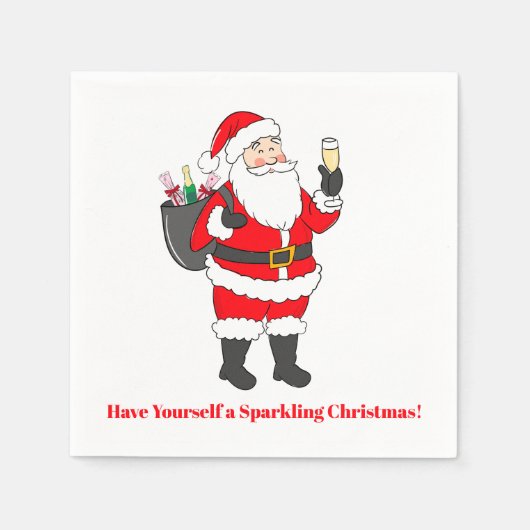 Geniet van de sprankelende kerstchampagne servet (Voorkant)