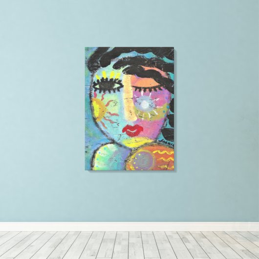 Geniet van de Sunshine Abstract Portret van een Vr Canvas Afdruk (Insitu (Houten vloer))