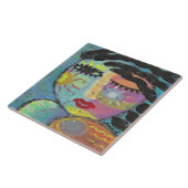 Geniet van de Sunshine Abstract Portret van een Vr Tegeltje (Zijkant)