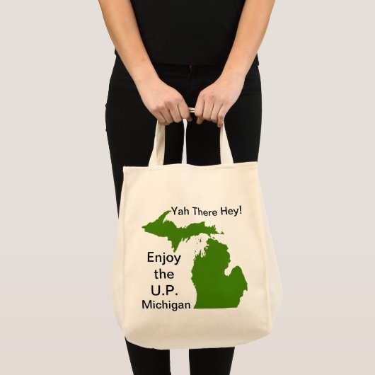 Geniet van de U.P. Michigan met Da Yoopers Tote Bag (Voorkant (product))