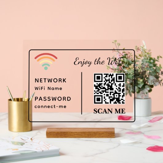 Geniet van de WiFi QR Code Netwerknaam en wachtwoo Acryl Bord (Huwelijk)
