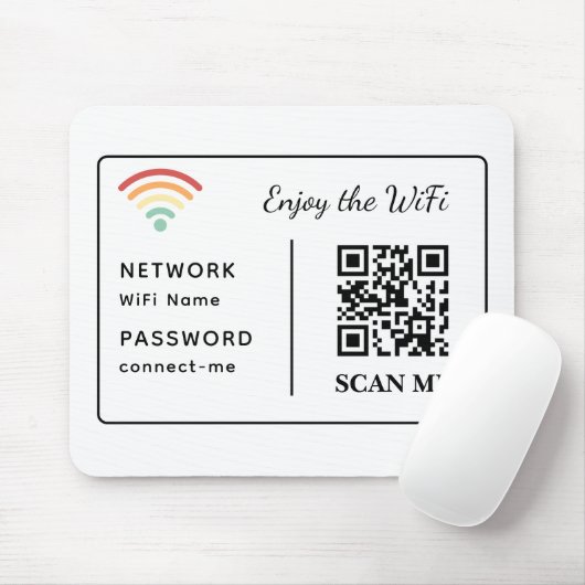 Geniet van de WiFi QR Code Netwerknaam en wachtwoo Muismat (Met muis)