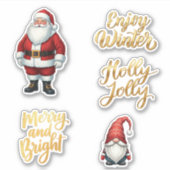 Geniet van de winter | Holly Jolly | Vrolijk en he Sticker (Voorkant)