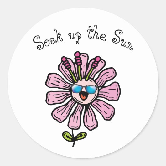 Geniet van de zon ronde sticker (Voorkant)