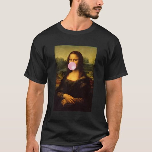 Geniet van Draag Frans Mona Lisa kauwen Bubble Gum T-shirt (Voorkant)