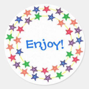 Geniet van een cirkel met kleurrijke sterren ronde sticker