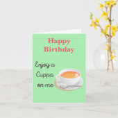 Geniet van een Cuppa op Tea Lover Birthday Kaart (Gele Bloem)