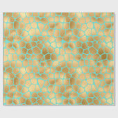 Geniet van een gouden girafdruk op blauwe achtergr cadeaupapier (Vlak)