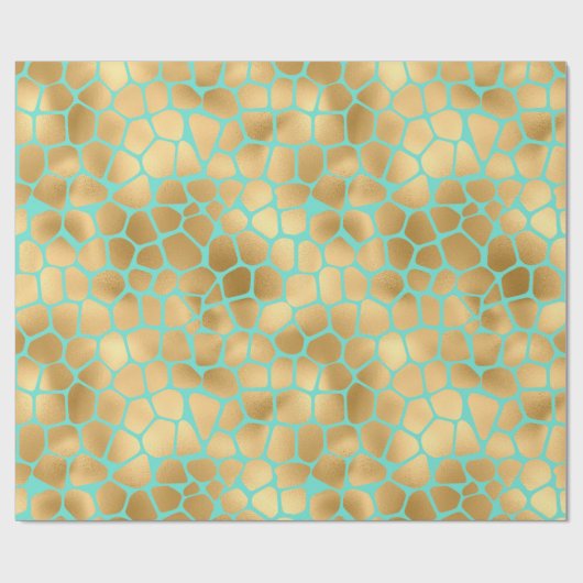 Geniet van een gouden girafdruk op blauwe achtergr cadeaupapier (Vlak)