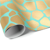 Geniet van een gouden girafdruk op blauwe achtergr cadeaupapier (Rol Hoek)