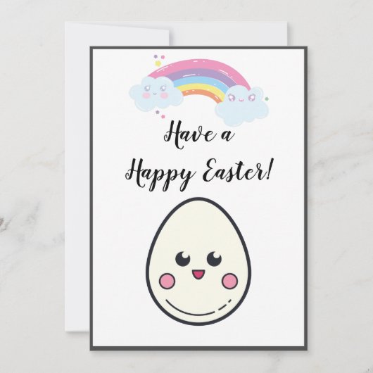 Geniet van een Happy Easter Schattige Kawaii Egg R Feestdagenkaart (Voorkant)