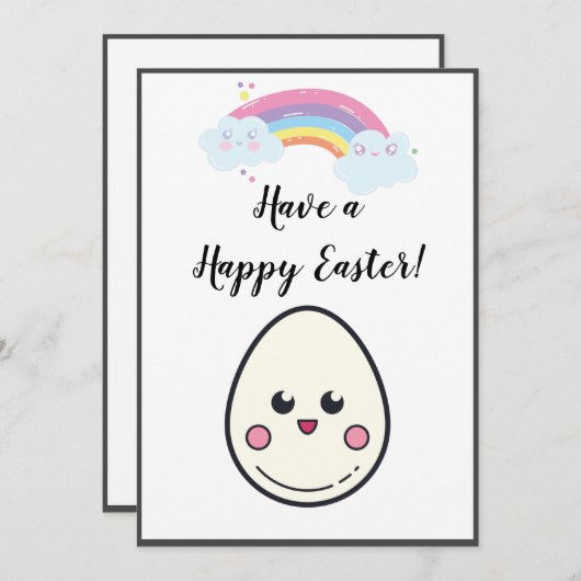 Geniet van een Happy Easter Schattige Kawaii Egg R Feestdagenkaart (Voorkant / Achterkant)