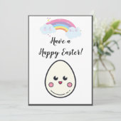 Geniet van een Happy Easter Schattige Kawaii Egg R Feestdagenkaart (Staand voorkant)