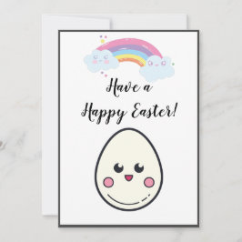 Geniet van een Happy Easter Schattige Kawaii Egg R Feestdagenkaart
