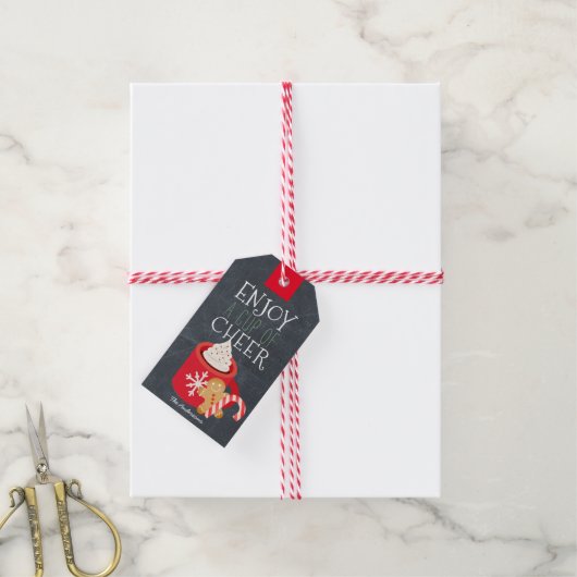 Geniet van een kopje Cheer Red Mok Chalkboard lHol Cadeaulabel (Met Touw)