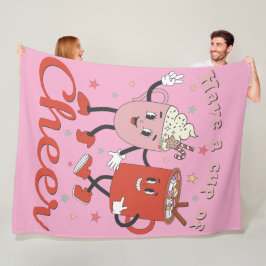 Geniet van een kopje retro roze kerst fleece deken