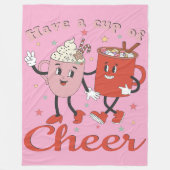Geniet van een kopje retro roze kerst fleece deken (Voorkant)