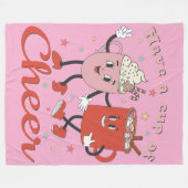 Geniet van een kopje retro roze kerst fleece deken (Voorkant (Horizontaal))