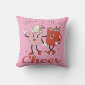 Geniet van een kopje retro roze kerst kussen (Voorkant)
