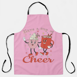 Geniet van een kopje retro roze kerst schort