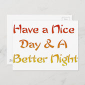 Geniet van een leuke dag en een beter nachtontwerp briefkaart (Voorkant / Achterkant)