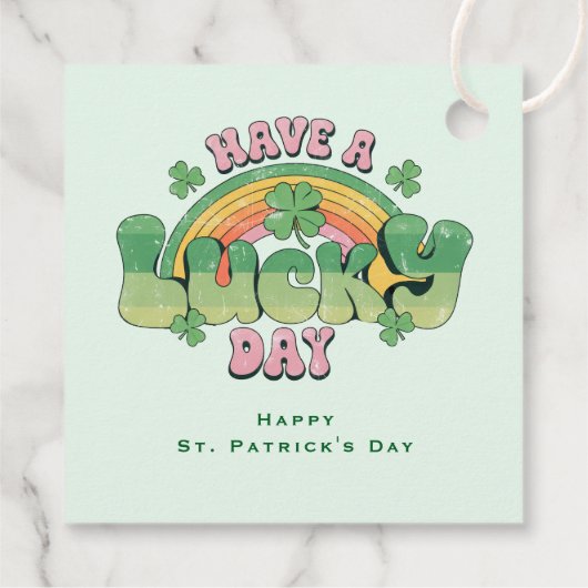 Geniet van een Lucky Day Retro St. Patrick's Day Bedankjes Labels (Achterkant)