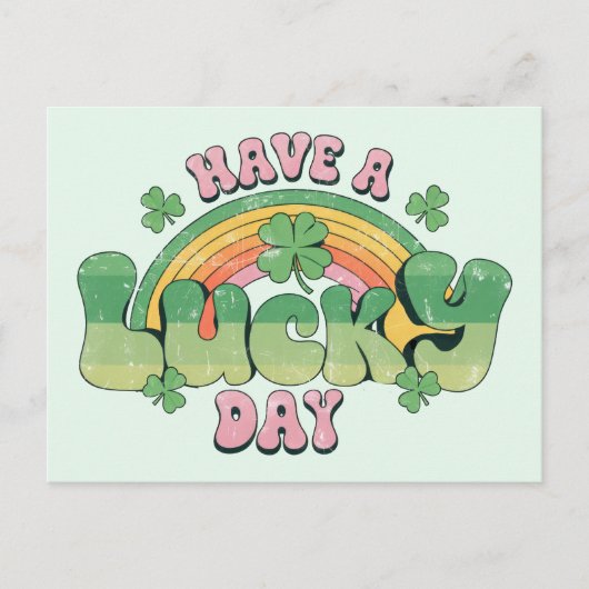 Geniet van een Lucky Day Retro St. Patrick's Day Briefkaart (Voorkant)