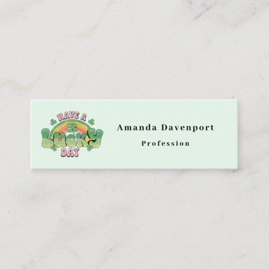 Geniet van een Lucky Day Retro St. Patrick's Day Mini Visitekaartje (Voorkant)