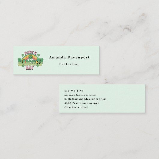 Geniet van een Lucky Day Retro St. Patrick's Day Mini Visitekaartje (Voorkant / Achterkant)