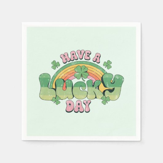 Geniet van een Lucky Day Retro St. Patrick's Day Servet (Voorkant)