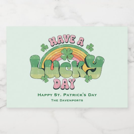 Geniet van een Lucky Day Retro St. Patrick's Day Sparkling Wijnetiket (Enkel label)